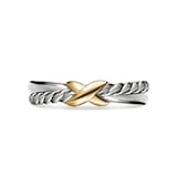 David Yurman Petite X Ring In Sterling Silver With 18ct Yellow Gold - Ring Size O