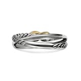 David Yurman Petite X Ring In Sterling Silver With 18ct Yellow Gold - Ring Size O