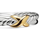 David Yurman Petite X Ring In Sterling Silver With 18ct Yellow Gold - Ring Size O