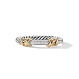 David Yurman Petite Helena Wrap Band Ring In Sterling Silver with 18ct Yellow Gold and Diamonds - Ring Size L.5