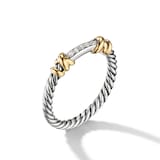David Yurman Petite Helena Wrap Band Ring In Sterling Silver with 18ct Yellow Gold and Diamonds - Ring Size L.5