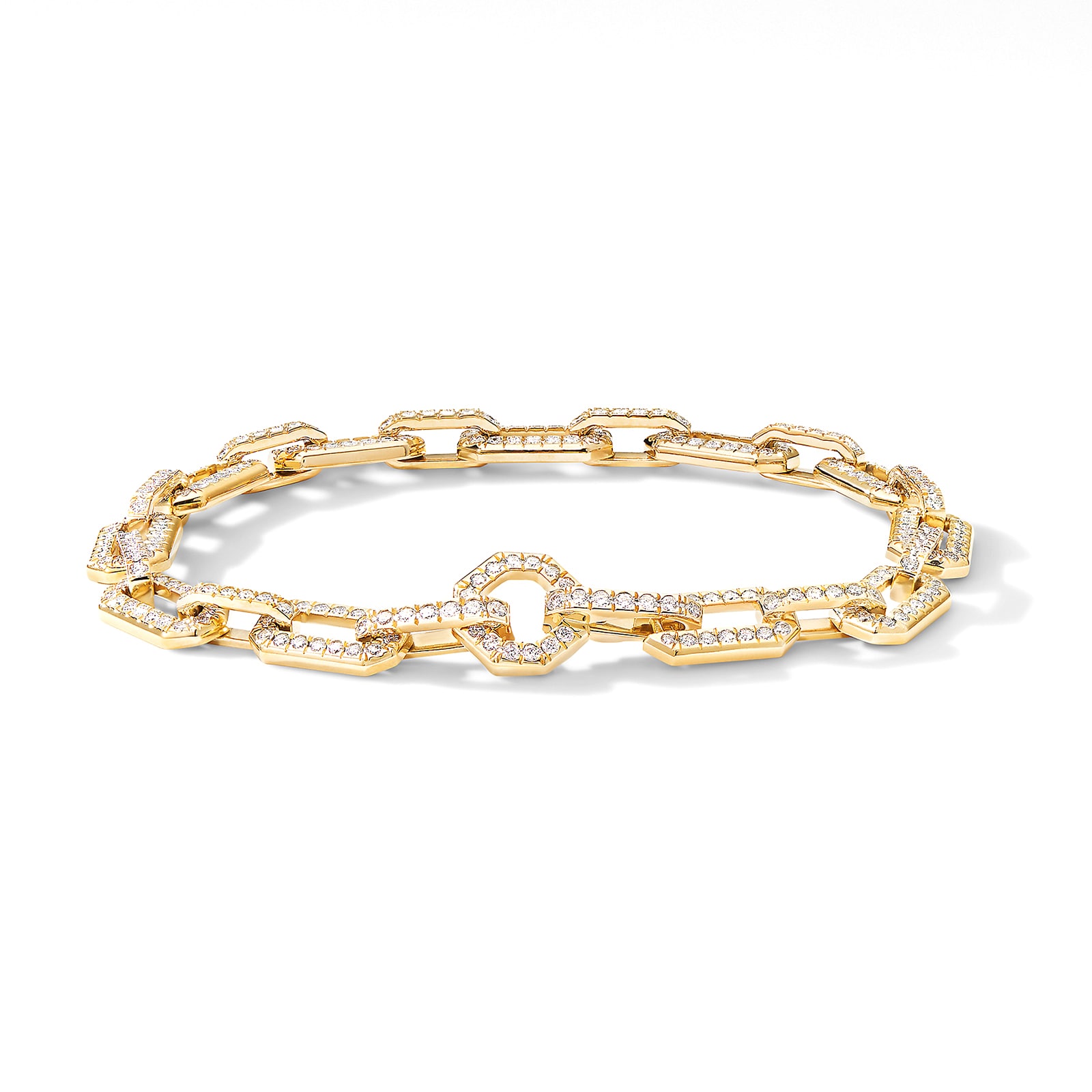 David Yurman Pavé Chain Bracelet In 18ct Yellow Gold With Diamonds, 7mm