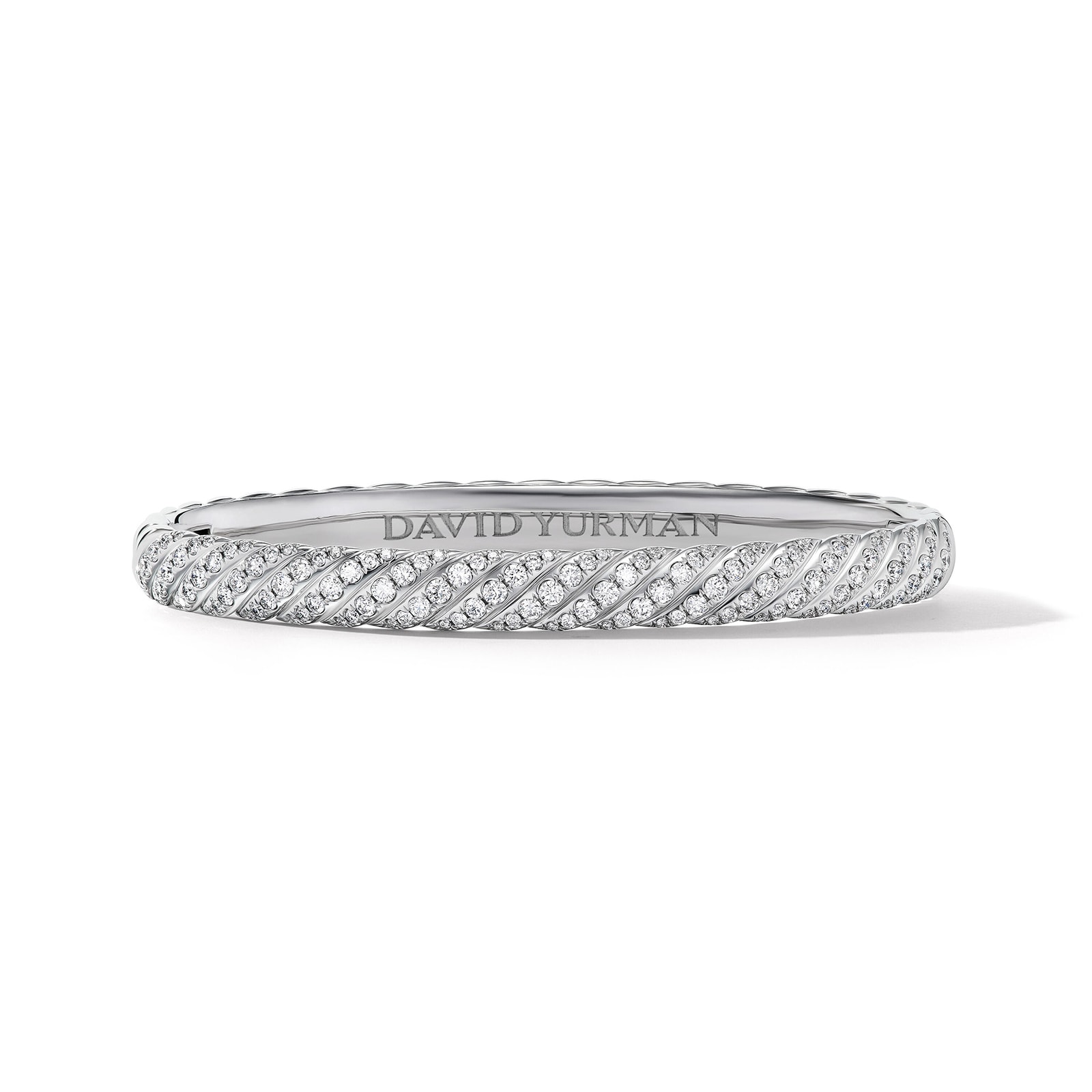 David Yurman Sculpted Cable Bangle Bracelet In 18ct White Gold With Diamonds, 6.2mm