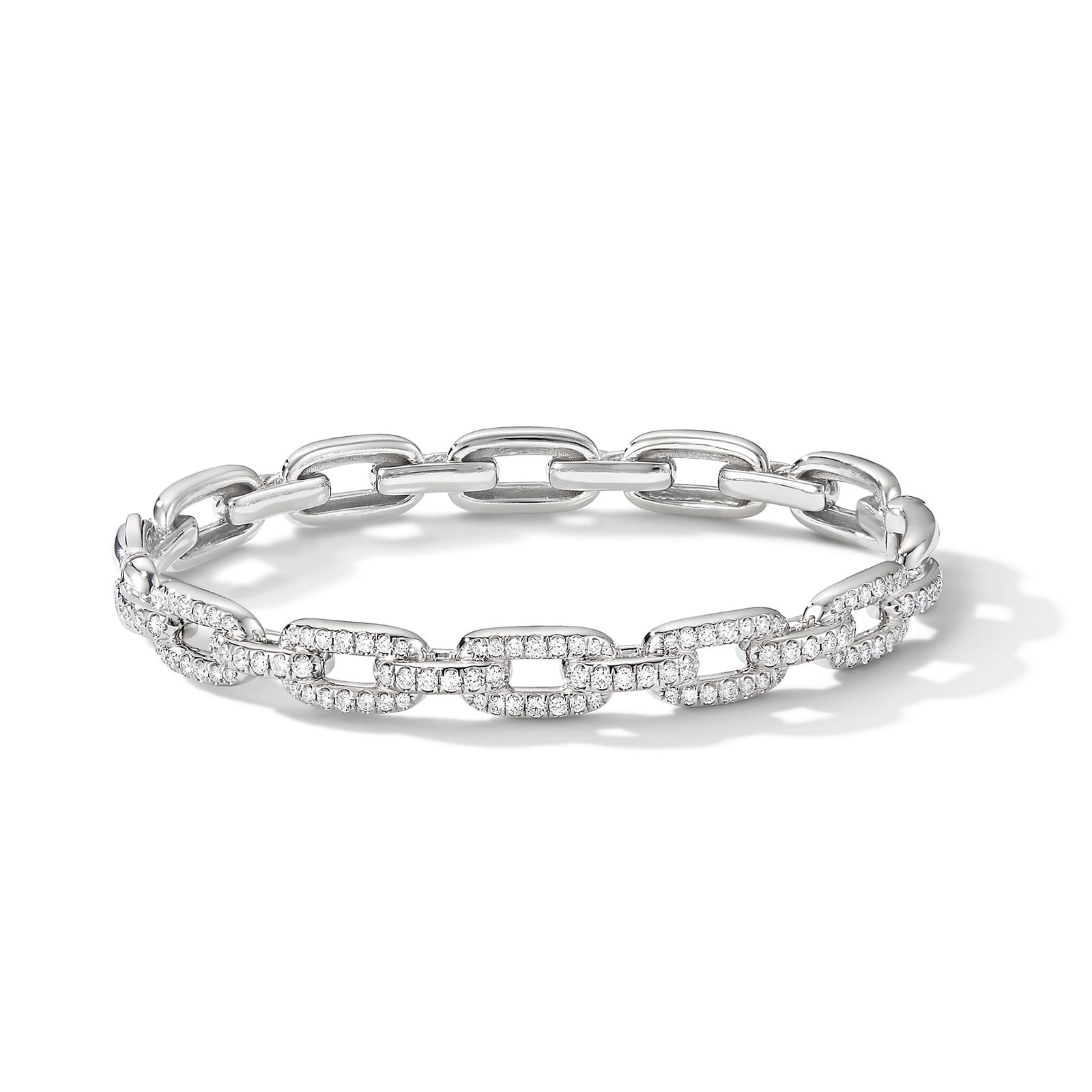 David Yurman Stax Chain Link Bracelet In 18ct White Gold With Diamonds, 7mm