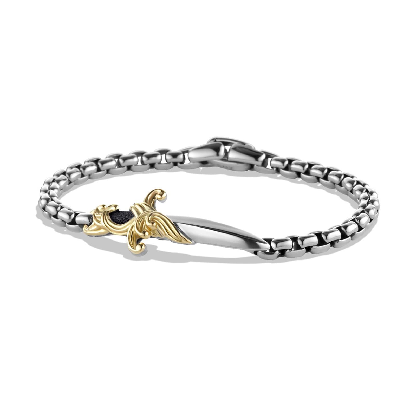 David Yurman Waves Dagger Bracelet In Sterling Silver with 18ct Yellow Gold, 5mm