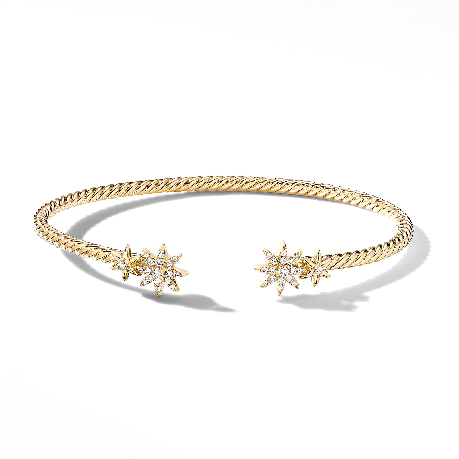 David Yurman Petite Starburst Cable Bracelet In 18ct Yellow Gold With Diamonds, 2.6mm