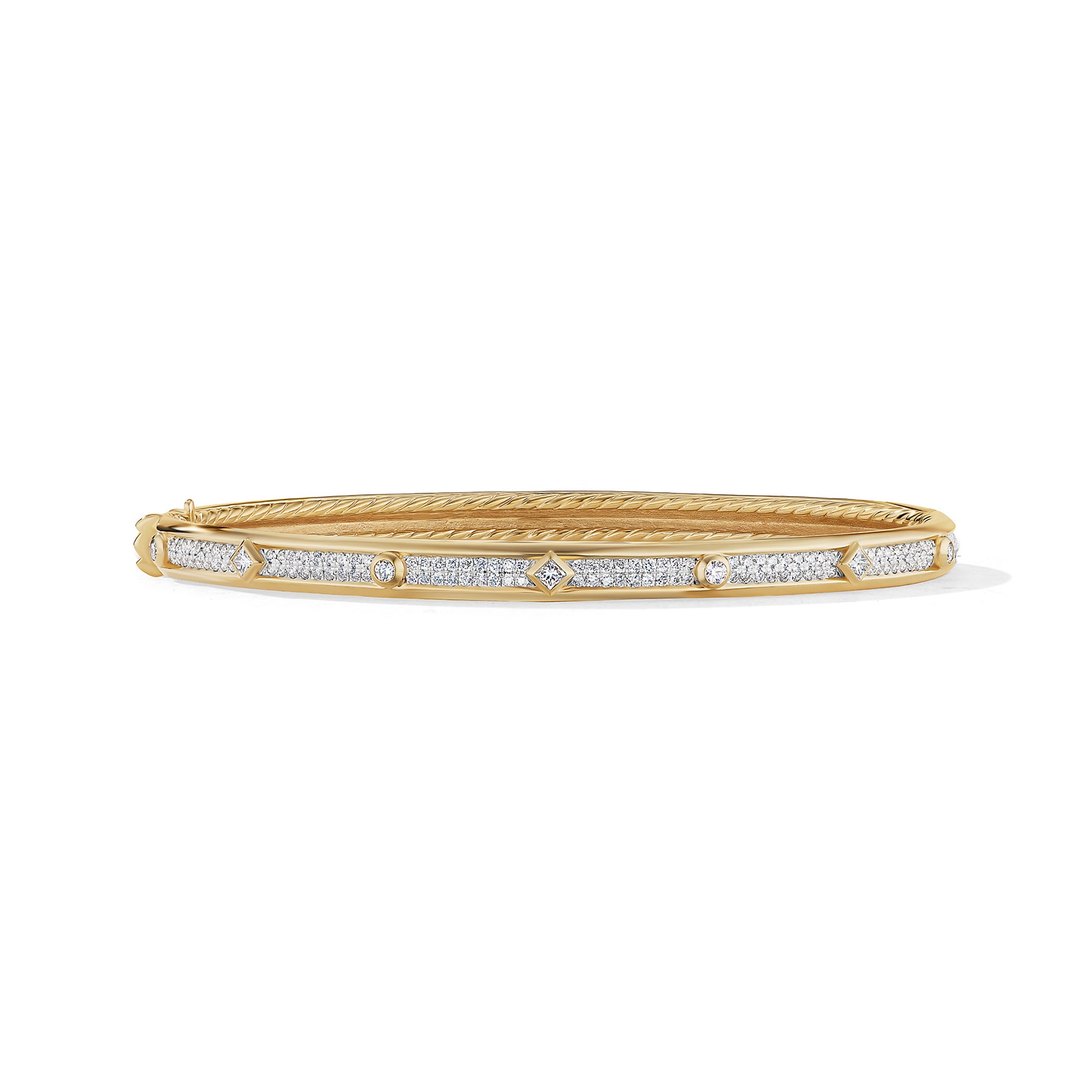 David Yurman Modern Renaissance Bangle Bracelet In 18ct Yellow Gold With Full Pavé Diamonds, 4.5mm