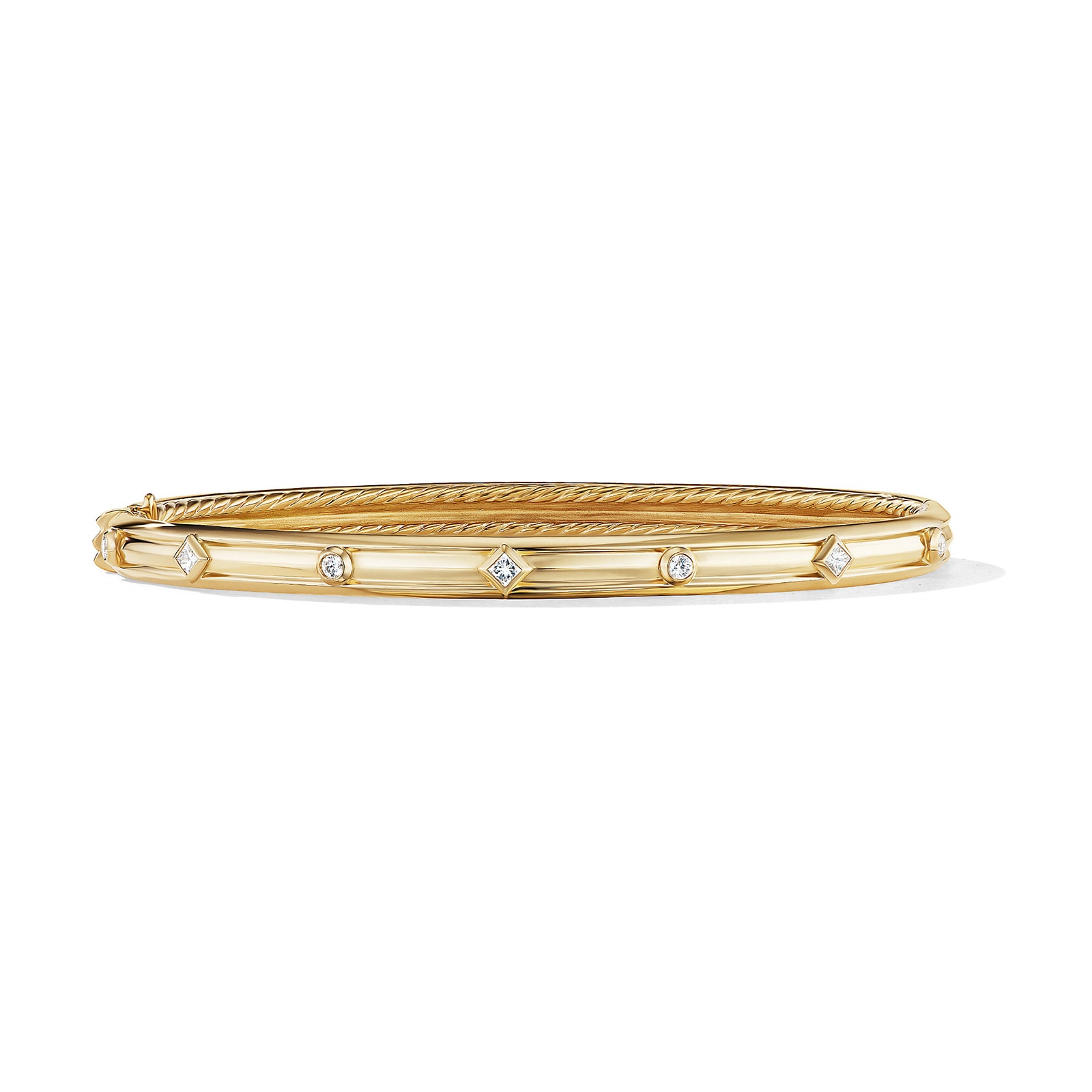 David Yurman Modern Renaissance Bangle Bracelet In 18ct Yellow Gold With Diamonds, 4.5mm