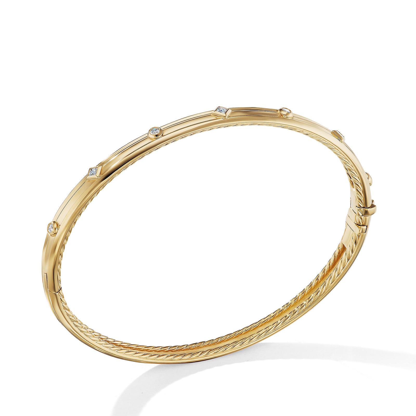 David Yurman Modern Renaissance Bangle Bracelet In 18ct Yellow Gold With Diamonds, 4.5mm