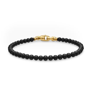 David Yurman Spiritual Beads Bracelet In Black Onyx and 18ct Yellow Gold, 4mm