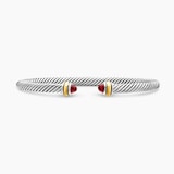 David Yurman Classic Cable Bracelet In Sterling Silver with 18ct Yellow Gold and Garnets, 4mm