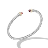 David Yurman Classic Cable Bracelet In Sterling Silver with 18ct Yellow Gold and Garnets, 4mm