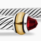 David Yurman Classic Cable Bracelet In Sterling Silver with 18ct Yellow Gold and Garnets, 4mm