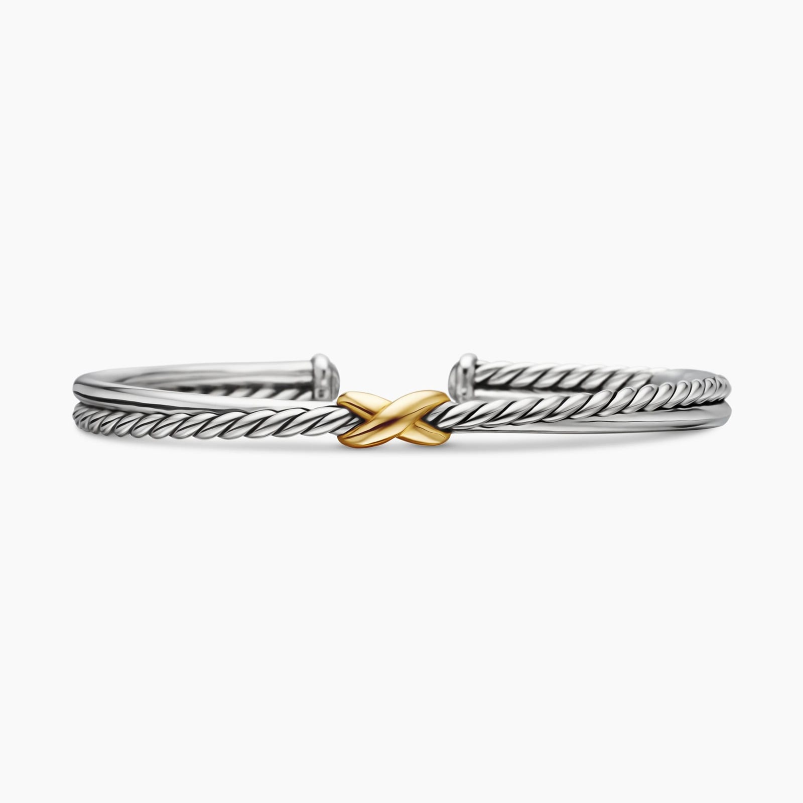 Petite X Centre Station Bracelet In Sterling Silver With 18ct Yellow Gold - Size Small