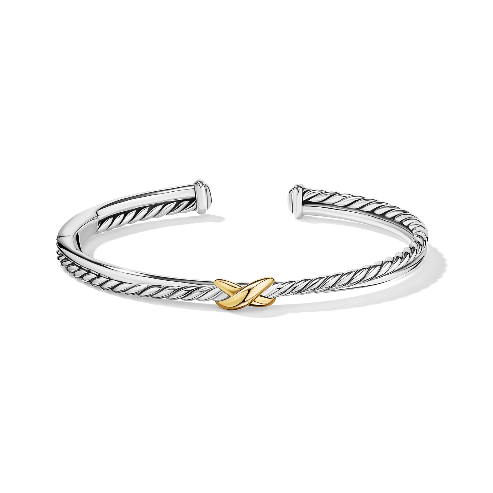 David Yurman Petite X Centre Station Bracelet In Sterling Silver With 18ct Yellow Gold, 5.2mm