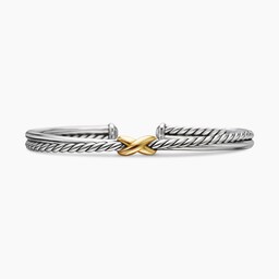 37900736 - Petite X Centre Station Bracelet In Sterling Silver With 18ct Yellow Gold, 5.2mm