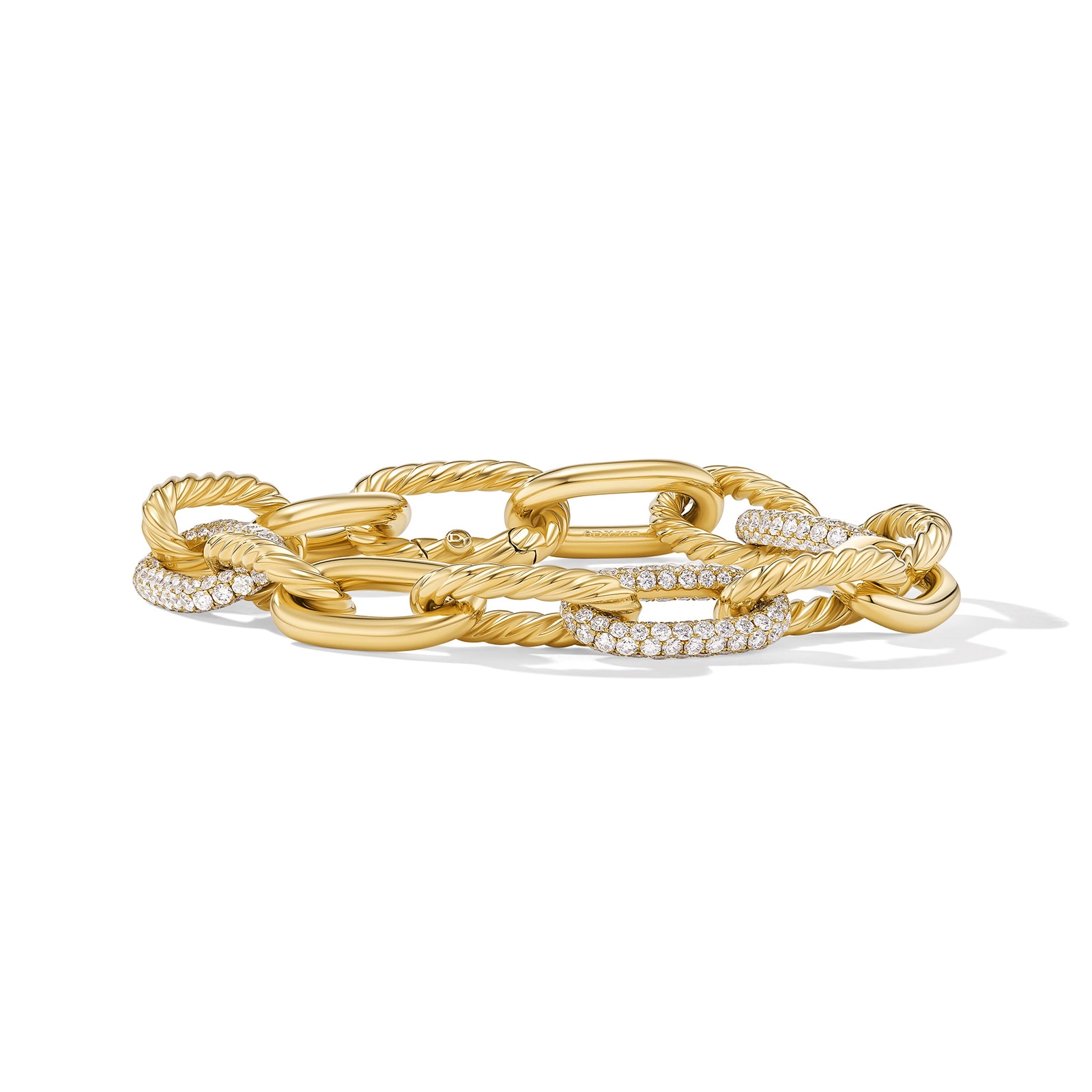David Yurman DY Madison® Chain Bracelet In 18ct Yellow Gold With Diamonds, 11mm David Yurman DY Madison® Chain Bracelet In 18ct Yellow Gold With Diamonds, 11mm