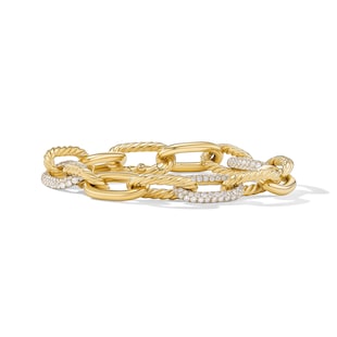 David Yurman DY Madison® Chain Bracelet In 18ct Yellow Gold With Diamonds, 11mm