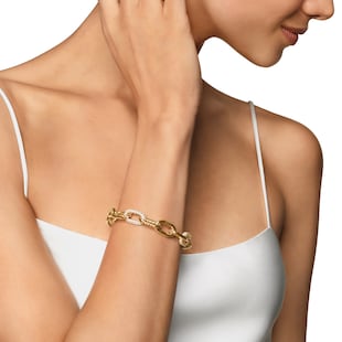 David Yurman DY Madison® Chain Bracelet In 18ct Yellow Gold With Diamonds, 11mm