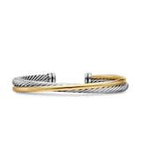 David Yurman Crossover Two Row Cuff Bracelet In Sterling Silver With 18ct Yellow Gold, 5mm - Size Medium
