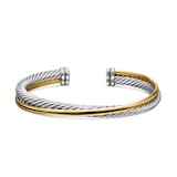 David Yurman Crossover Two Row Cuff Bracelet In Sterling Silver With 18ct Yellow Gold, 5mm - Size Medium