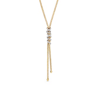David Yurman Helena Y Necklace In 18ct Yellow Gold With Diamonds