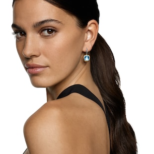 David Yurman Albion® Drop Earrings in Sterling Silver with 18ct Yellow Gold and Blue Topaz, 10mm