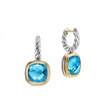 David Yurman Albion® Drop Earrings in Sterling Silver with 18ct Yellow Gold and Blue Topaz, 10mm
