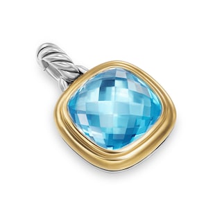 David Yurman Albion® Pendant in Sterling Silver with 18ct Yellow Gold and Blue Topaz, 11mm