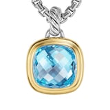 David Yurman Albion® Pendant in Sterling Silver with 18ct Yellow Gold and Blue Topaz, 11mm