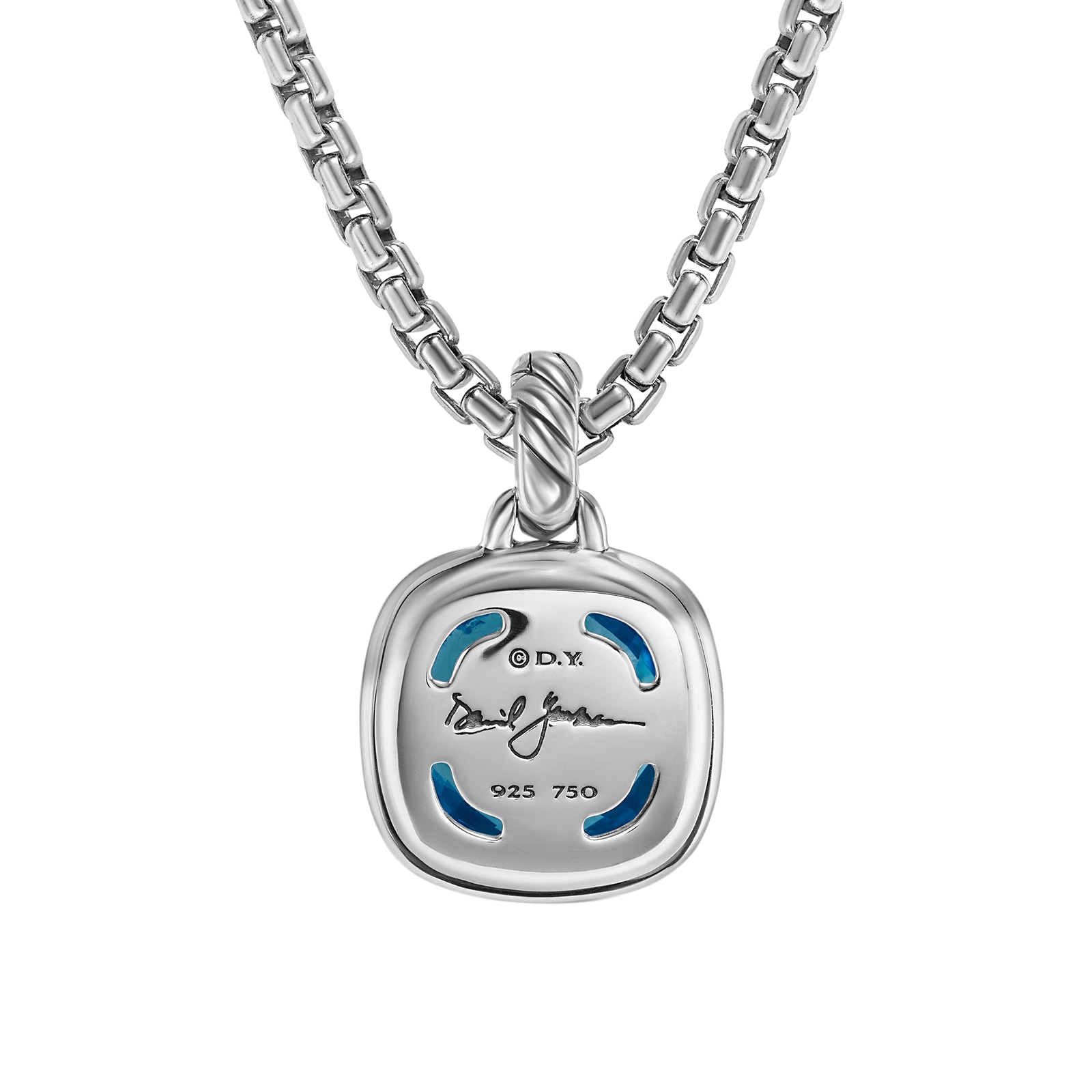 David Yurman Albion® Pendant in Sterling Silver with 18ct Yellow Gold and Blue Topaz, 11mm