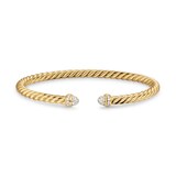 David Yurman Cablespira® Flex Bracelet In 18ct Yellow Gold With Pavé Diamond Domes, 4mm - Size Large
