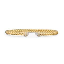 37900893 - Cablespira® Flex Bracelet In 18ct Yellow Gold With Pavé Diamond Domes, 4mm - Size Small