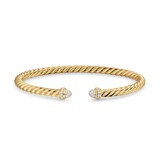 David Yurman Cablespira® Flex Bracelet In 18ct Yellow Gold With Pavé Diamond Domes, 4mm - Size Small