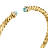 David Yurman Cablespira® Flex Bracelet in 18ct Yellow Gold with Aquamarine and Diamonds, 4mm - Size Small