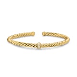 David Yurman Cablespira® Flex Centre Station Bracelet In 18ct Yellow Gold With Diamonds, 4mm - Size Small