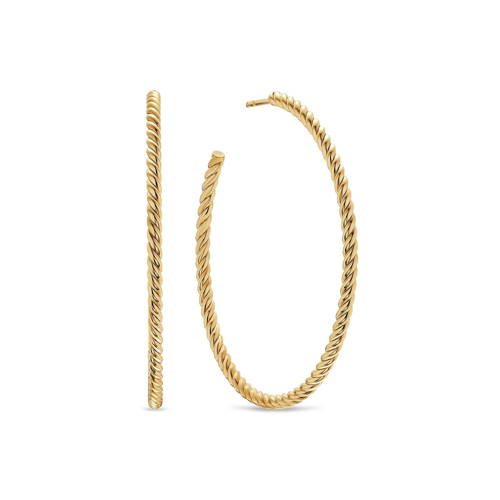 David Yurman Cablespira® Hoop Earrings In 18ct Yellow Gold, 42.3mm David Yurman Cablespira® Hoop Earrings In 18ct Yellow Gold, 42.3mm