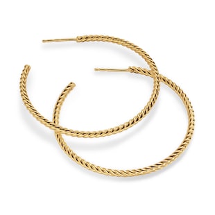 David Yurman Cablespira® Hoop Earrings In 18ct Yellow Gold, 42.3mm