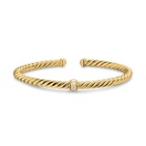 David Yurman Cablespira® Flex Centre Station Bracelet In 18ct Yellow Gold With Diamonds, 4mm - Size Medium