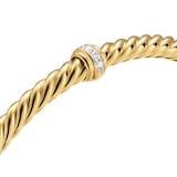 David Yurman Cablespira® Flex Centre Station Bracelet In 18ct Yellow Gold With Diamonds, 4mm - Size Medium