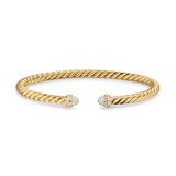 David Yurman Cablespira® Flex Bracelet In 18ct Yellow Gold With Pavé Diamond Domes, 4mm - Size Medium