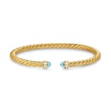 David Yurman Cablespira® Flex Bracelet In 18ct Yellow Gold With Aquamarine And Diamonds, 4mm - Size Medium