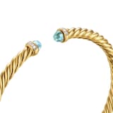 David Yurman Cablespira® Flex Bracelet In 18ct Yellow Gold With Aquamarine And Diamonds, 4mm - Size Medium