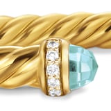 David Yurman Cablespira® Flex Bracelet In 18ct Yellow Gold With Aquamarine And Diamonds, 4mm - Size Medium