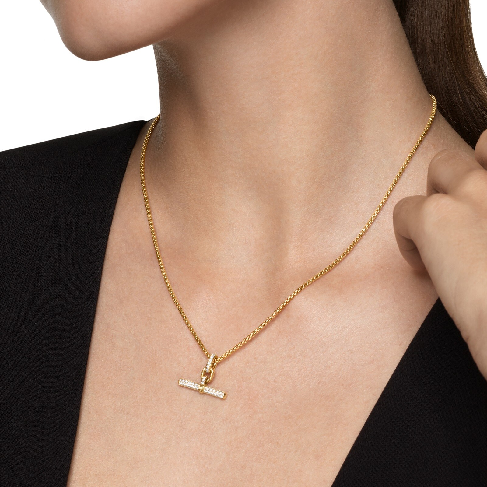 David Yurman DY Madison® Toggle Enhancer In 18ct Yellow Gold With Diamonds, 20.2mm