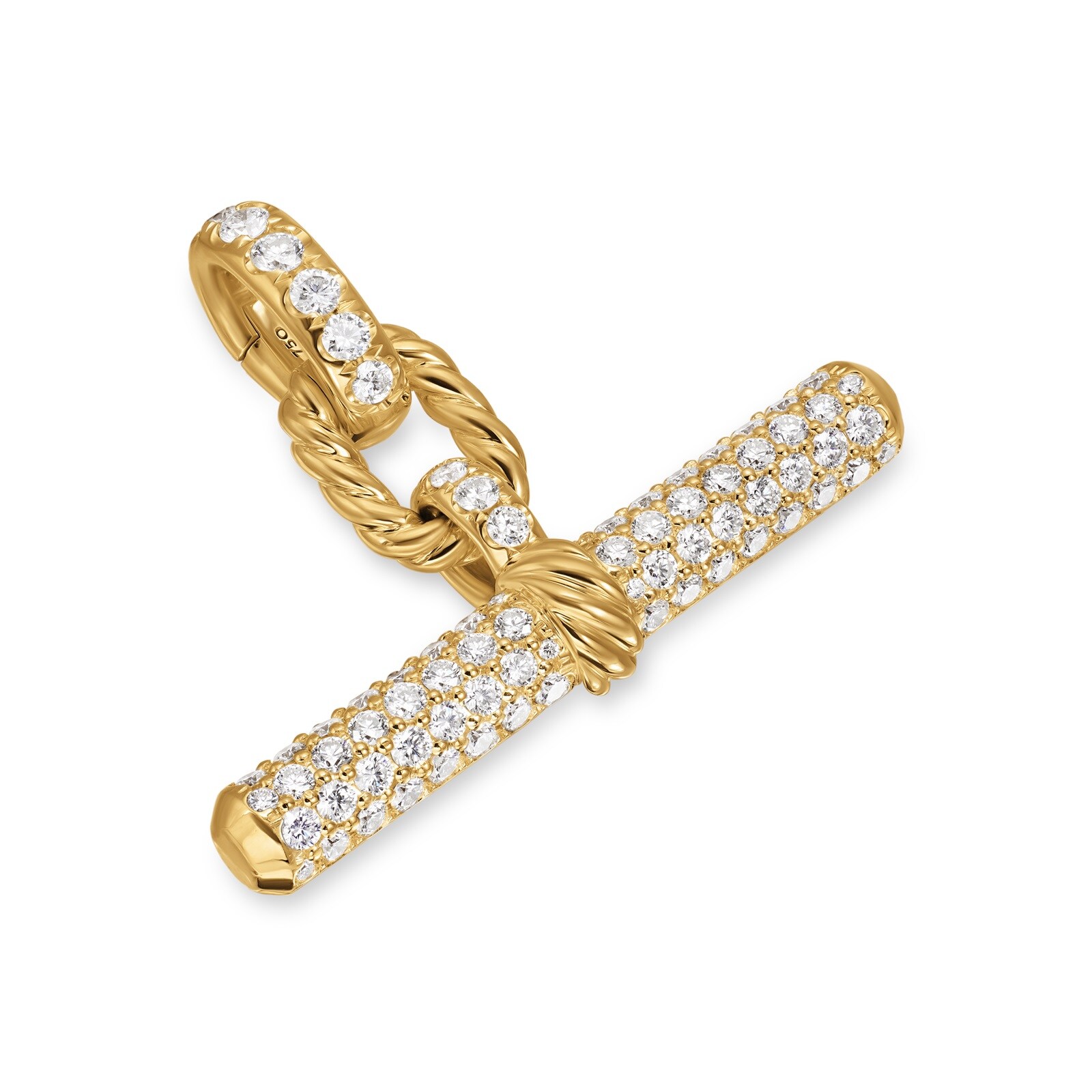 David Yurman DY Madison® Toggle Enhancer In 18ct Yellow Gold With Diamonds, 29mm