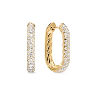 David Yurman DY Madison® Smooth Hoop Earrings In 18ct Yellow Gold With Diamonds, 24.3mm