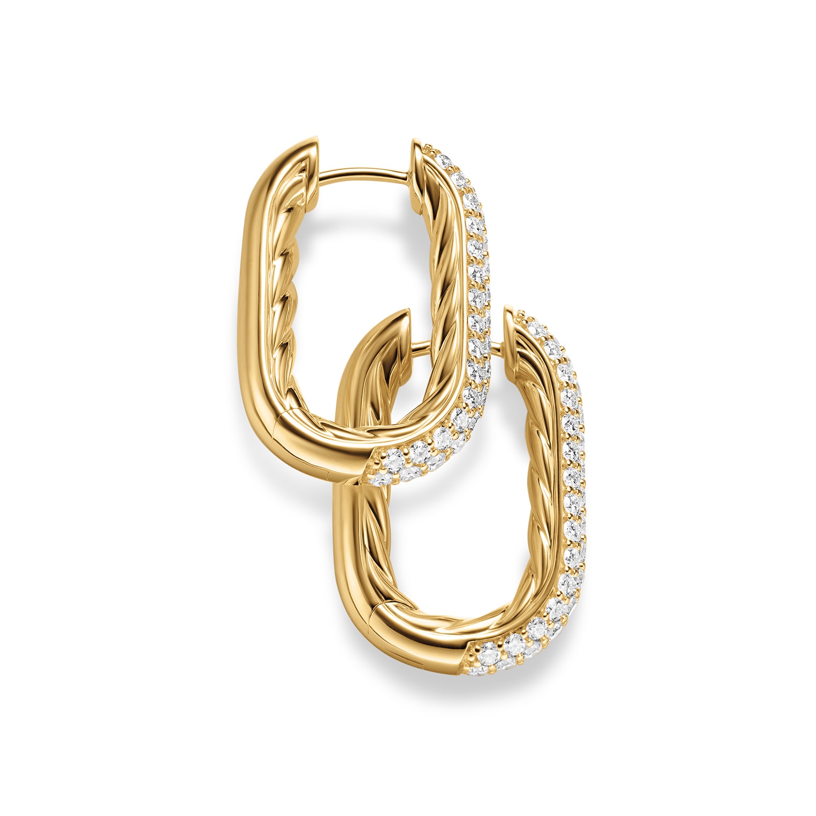 David Yurman DY Madison® Smooth Hoop Earrings In 18ct Yellow Gold With Diamonds, 24.3mm