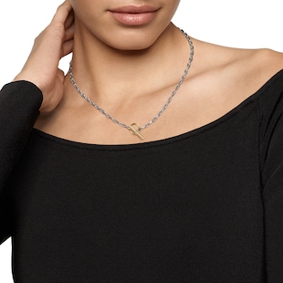 David Yurman DY Madison® Toggle Chain Necklace in Sterling Silver with 18ct Yellow Gold, 3mm