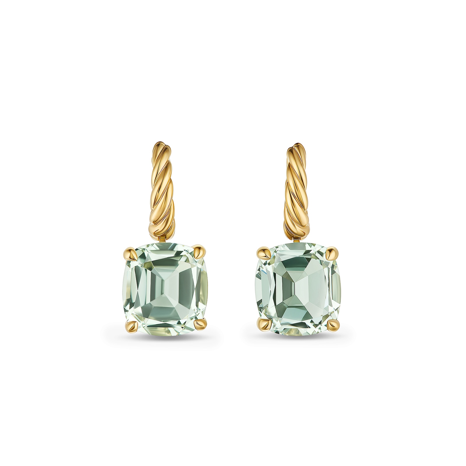 David Yurman Marbella Drop Earrings in 18ct Yellow Gold with Prasiolite, 11mm